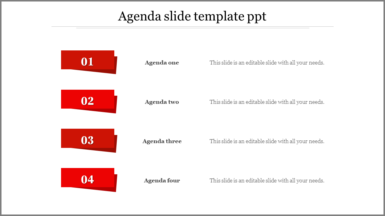 Free - Visionary Four Agenda Slide Template PPT Presentation